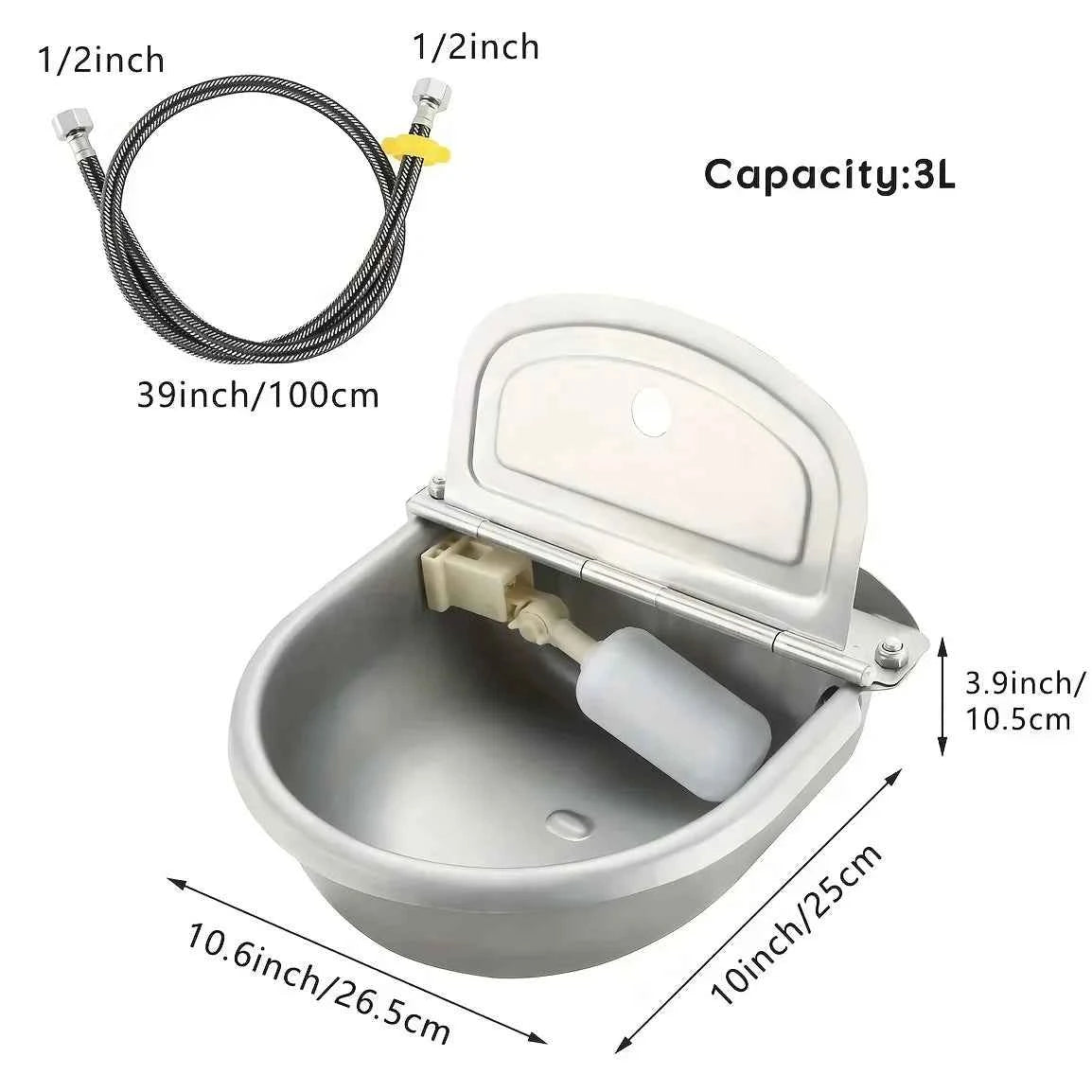 Damaly，Automatic Gravity-Fed Outdoor Pet Water Dispenser Bowl with Built-In Reservoir,  Dogs, Cats,Easyclean Material