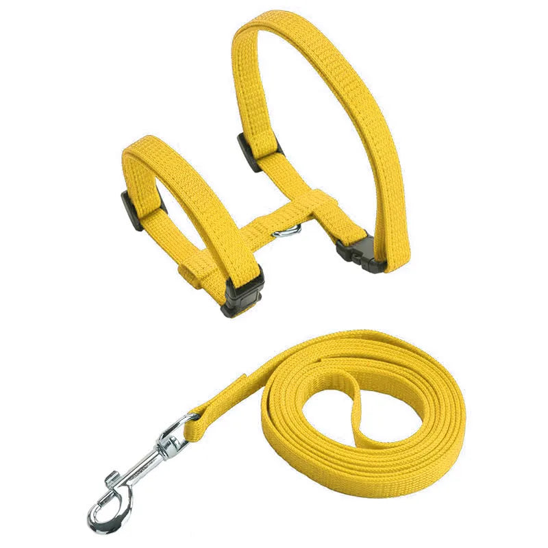 Escape-proof Small Dog Cat Harness Collar with Leash Set H Shape Choke Free Puppy Kitten Harness Soft Nylon Strap Collar for Pet