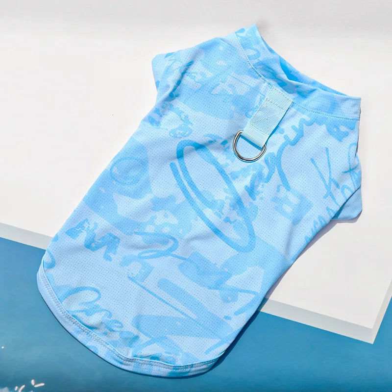 Ice Silk Fabric Dog Vest Cooling Effect Breathable Summer Lightweight Puppy Cat Pet Sleeveless Top Hot Days