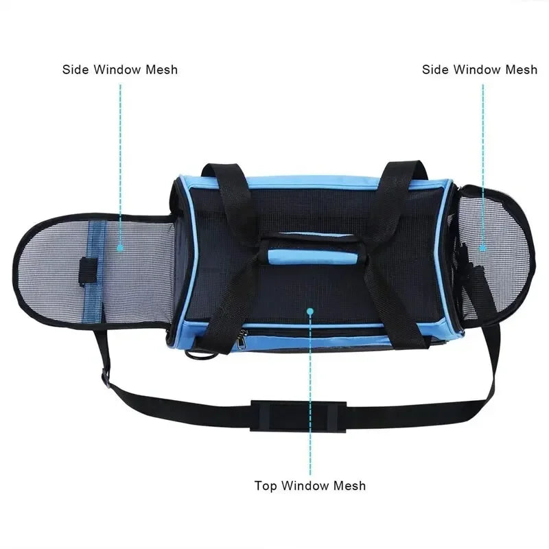 Pet Portable Foldable Four Sided Breathable Mesh Pet Bag Cat and Dog One Shoulder Travel Bag Crossbody Handbag Backpack Cat Bag - Play Paws Toys