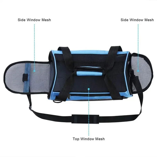 Pet Portable Foldable Four Sided Breathable Mesh Pet Bag Cat and Dog One Shoulder Travel Bag Crossbody Handbag Backpack Cat Bag - Play Paws Toys