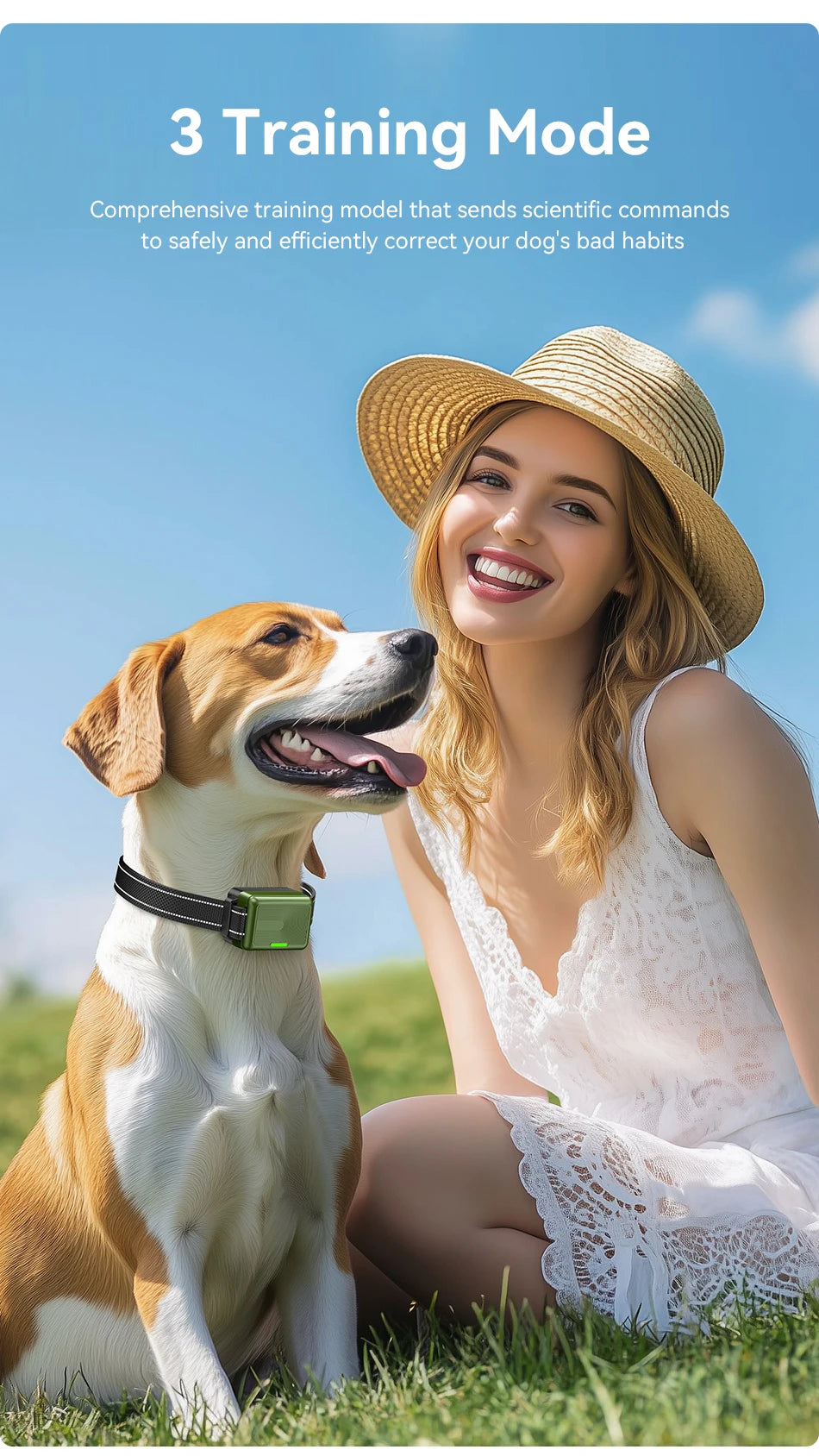ROJECO Electric Dog Training Collar Remote Control Rechargeable Training Collar For Pet Dog Puppy Bark Control Stop Shock Collar