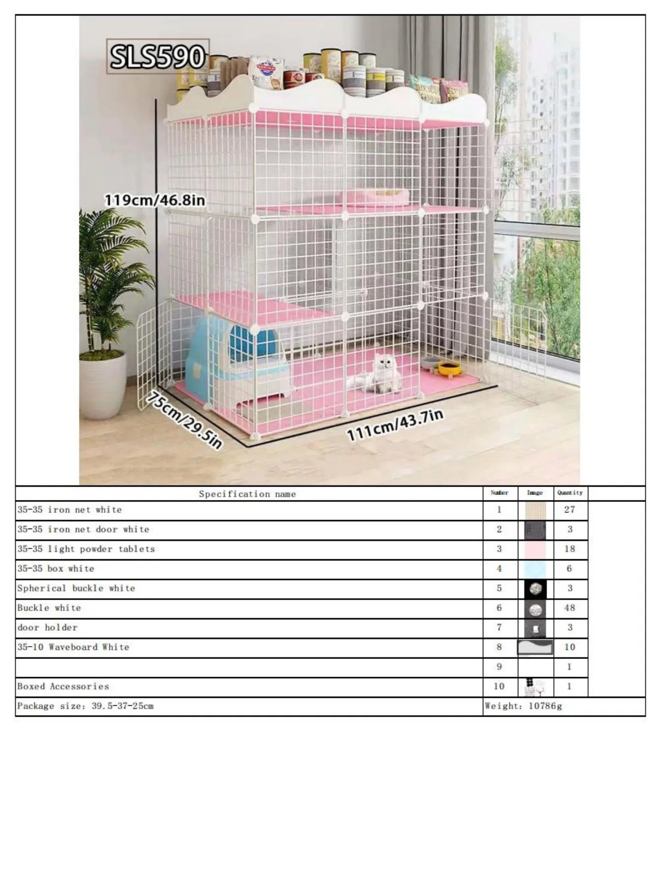 Cat Cage for Home Use, Indoor Pet Cat Large Space, Luxurious Small Cat House, Three-Story Multi-Cat Portable Assembly Empty Cage - Play Paws Toys