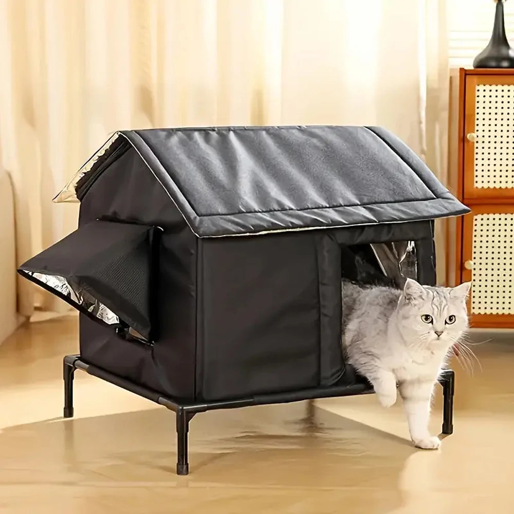 Elevated Pet House-Bed Moisture-Proof Design Cat House Weatherproof for Indoor or Outdoor Use Fits Small or Medium Pets - Play Paws Toys