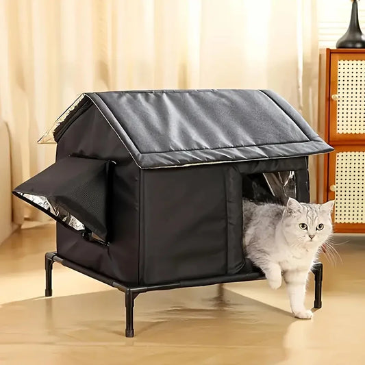Elevated Pet House-Bed Moisture-Proof Design Cat House Weatherproof for Indoor or Outdoor Use Fits Small or Medium Pets - Play Paws Toys