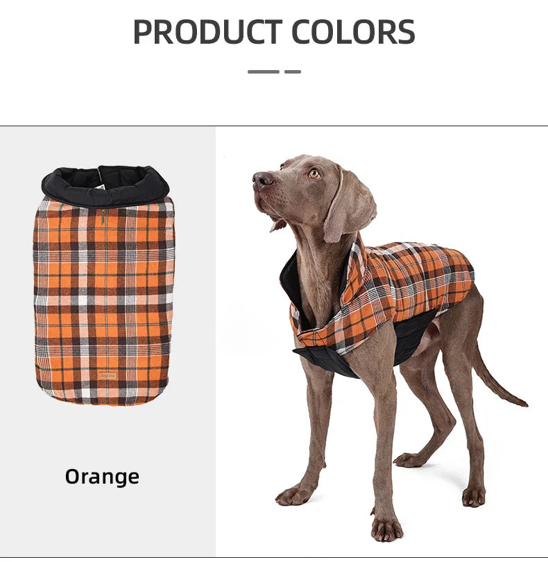 Reversible Dog Jacket Winter Dog Clothes Waterproof Checked Soft Quilted Coat for Small Large Dogs Warm Pet Vest French Bulldog
