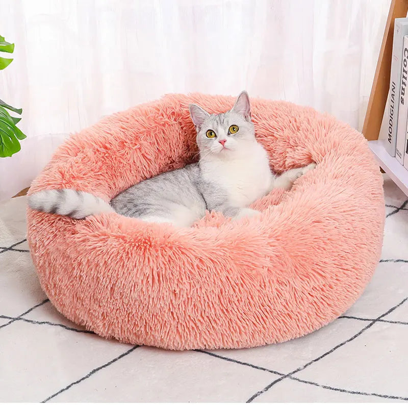 40-60cm Round Pet Bed for Large Dog Bed Super Soft Cat Bed Long Plush Dogs Basket Cushion Cat Bed Cat Mat Animals Sleeping Sofa