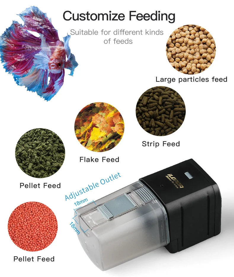Ilonda Wifi Fish Feeder Organ Smart Control Aquarium Tank Automatic Feeding Device Timing Fishing Equipment Accessories Carp