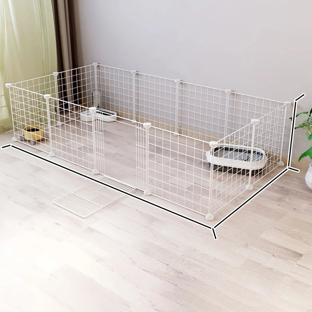 Pet Splicing Fence with Detachable Iron Mesh Gate, Isolation Barrier, Anti-Escape Gate, Indoor Fence, Easy to Assemble, Portable Cage - Play Paws Toys