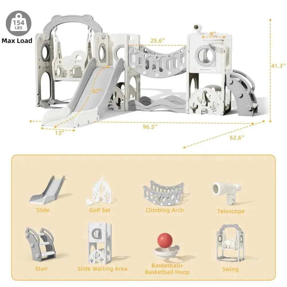 11 in 1 Toddler Slide and Swing Set, Kids Slide for Toddlers, Outdoor Indoor Playground for Toddlers 13, Toddler PlaySet with B
