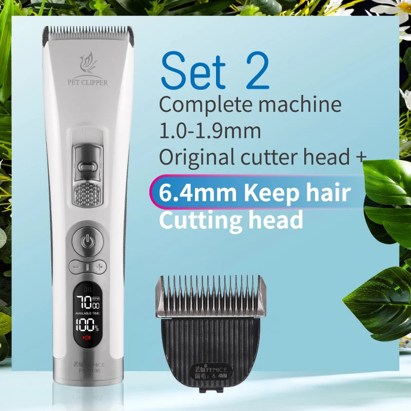 Fenice Clipper Dogs Professional LCD Screen Pet Cat Clippers Electrical Grooming Trimmer Rechargeable Haircut Machine Animals