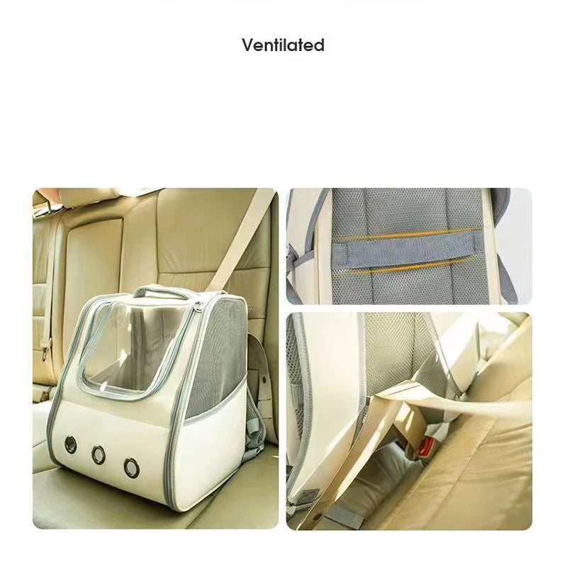 Pet Cat Carrier Backpack Breathable Portable Travel backpack for cat and dog With Anti Breakaway Belt Three-door design AA074 - Play Paws Toys