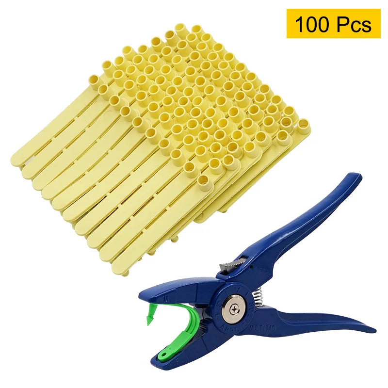 100Pcs Ear Tags Livestock Animal Goat Tags and Plier Farm Animals Idetification Card Sheep Ear Tag Without Words Easy To Install