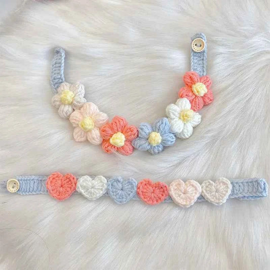 Pet Handmade Woven Collar Love Flower Collar Necklace for Cat Dog Cute Jewelry Decorative Pet Collar Pets Acessorios