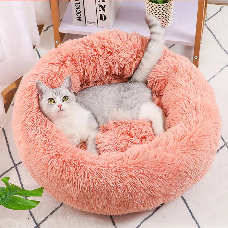 40-60cm Round Pet Bed for Large Dog Bed Super Soft Cat Bed Long Plush Dogs Basket Cushion Cat Bed Cat Mat Animals Sleeping Sofa