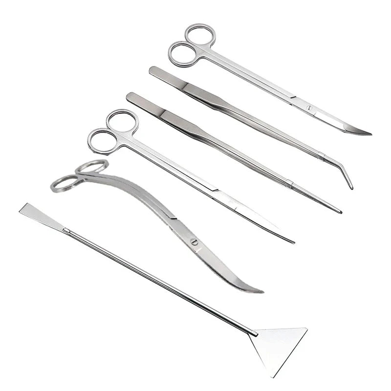Aquarium Scissor Tools Set Wave Scissors Tweezers Plants Grass Stainless Cleaning Tools Fish Tank Shovels Aquarium Accessories