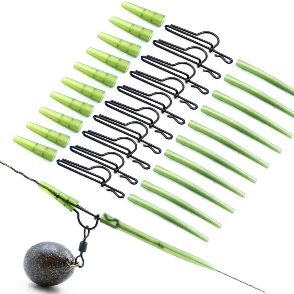 10 Set Carp Fishing Rig Tackle Set Anti Tangle Sleeve Quick Change Clips For Carp Coarse Hair Rig Making Accessories Tackle