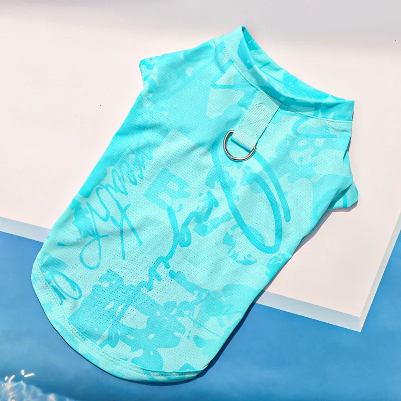 Ice Silk Fabric Dog Vest Cooling Effect Breathable Summer Lightweight Puppy Cat Pet Sleeveless Top Hot Days
