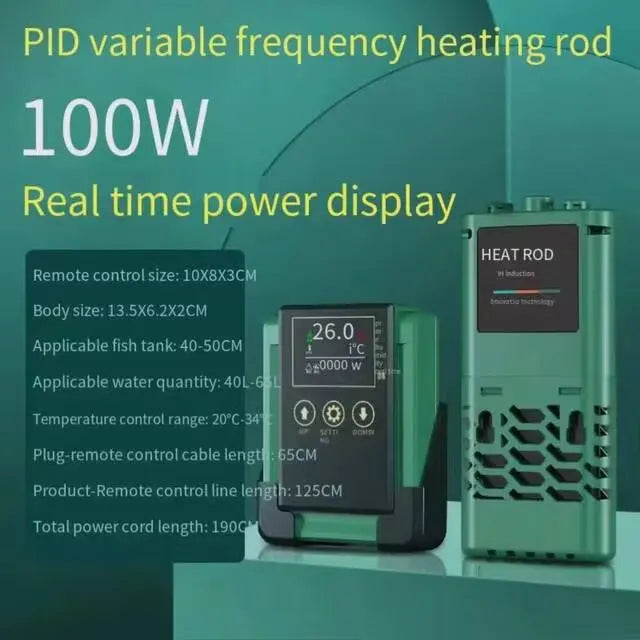 50-1200W New Aquarium Submersible Heater Fish Tank LCD Display Adjustable Water Heating Rod Constant Auto Temperature 220-240V