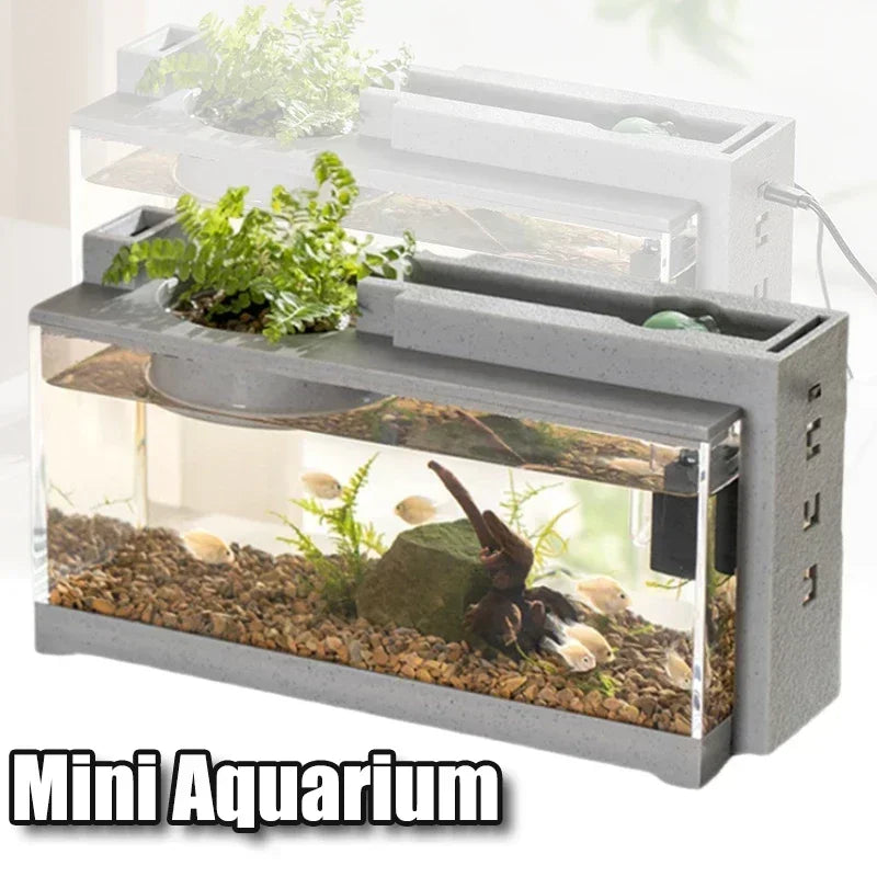 Micro Landscape Fish Tank Home Silent Water Flow Aquarium Desktop Ornament Creative Imitation Stone Landscaping Fish Tank Filter