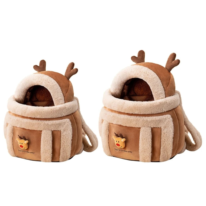 Furry Warm Cat Carrier Portable Pet Travel Bag Luxury Outdoor Handbag Car Seat Winter Cozy Nest For Puppy Kitten Transport - Play Paws Toys