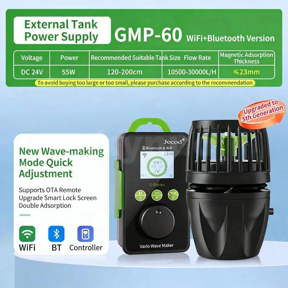 Jebao Jecod GMP Series Cordless Aquarium Vario Wavemaker Pump Bluetooth APP Controlled for Marine Coral Reef Fish Tank