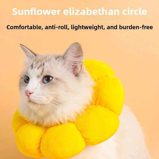 Pet Elizabethan Collar Cat Postoperative Soft Sunflower Shaped Cotton Pet Collar Cat Puppy Neck Ring Pet Spayed Soft Headgeart