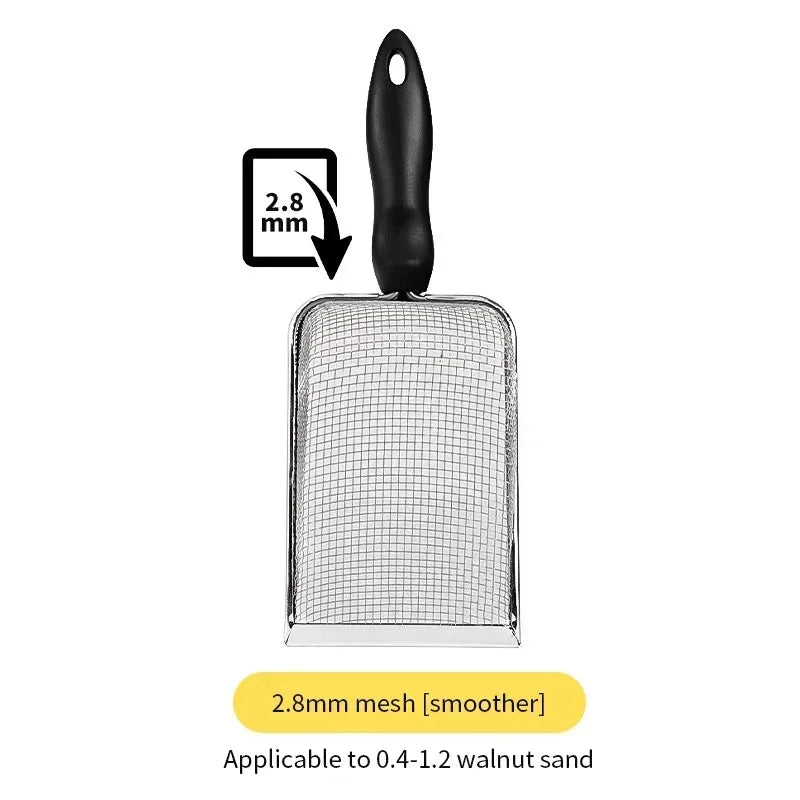 Cat Litter Scoop Fine Hole Stainless Steel Small Hole Cat Poop Shovel Tool Metal Dog Scoop Cleaning Brush AntiRust Litter Shovel