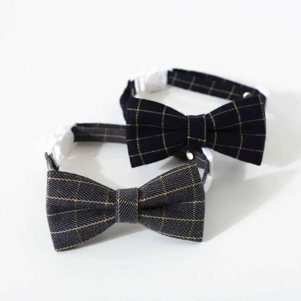 Pet Accessories for Dogs Cats Bowtie British Style Puppy Plaid Tie Breakaway Bowknot Collar for Small Dog Cat Gentleman Costume