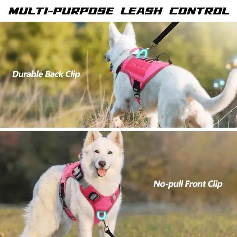 Adjustable No-Pull Tactical Dog Harness with Handle for Large Dogs - Reflective  Vest for Labrador Retriever, Siberian H