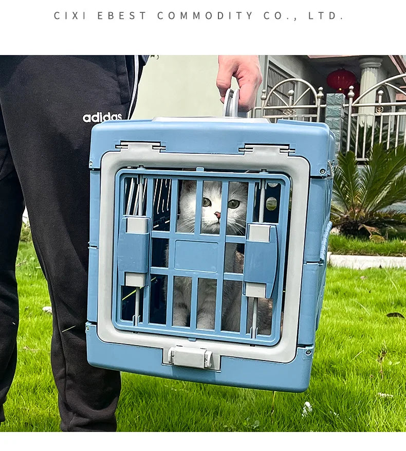 Pet Supplies Car Portable Cat Cage Portable Foldable Flight Case Breathable Kennel For Outing Pet Check-in Box - Play Paws Toys
