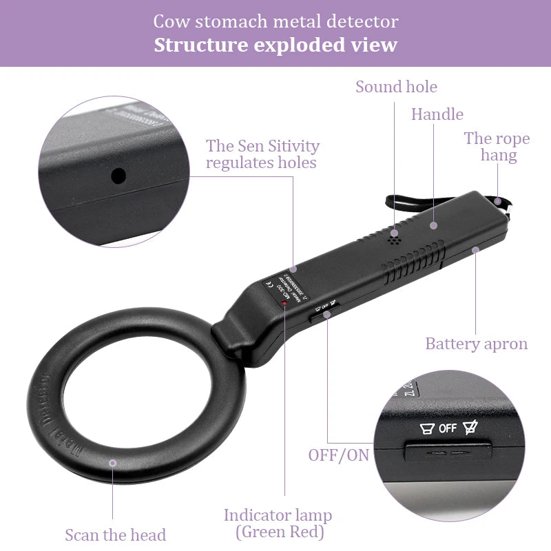 Metal Cow Stomach Detector Cattle Security Scanner High-Sensitivity Handheld Farm Animal Livestock Bovine Veterinary Equipment