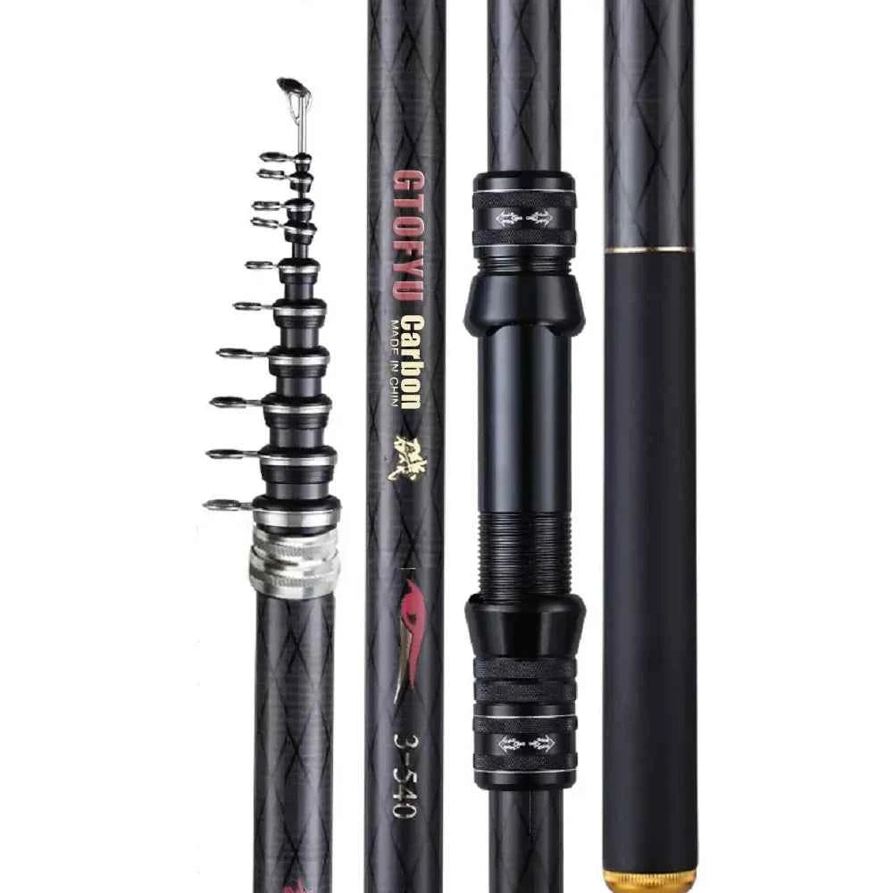 2.7M 3.6M 4.5M 5.4M 6.3M 7.2M Carbon Telescopic Rock Fishing Rod Ultra Light Rod Lure Carp Travel Ocean Spinning Fishing Rod