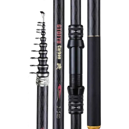 2.7M 3.6M 4.5M 5.4M 6.3M 7.2M Carbon Telescopic Rock Fishing Rod Ultra Light Rod Lure Carp Travel Ocean Spinning Fishing Rod