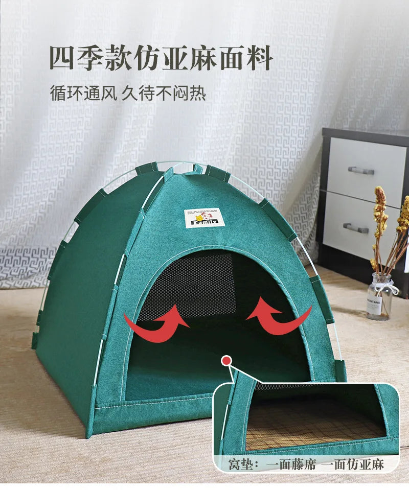 Pet Tent Bed Removable Cat Sofa Basket Canvas Semi-enclosed Cat House Dog Cave Hut Cat Sleeping Bed for Room Decor Pet Supplies - Play Paws Toys