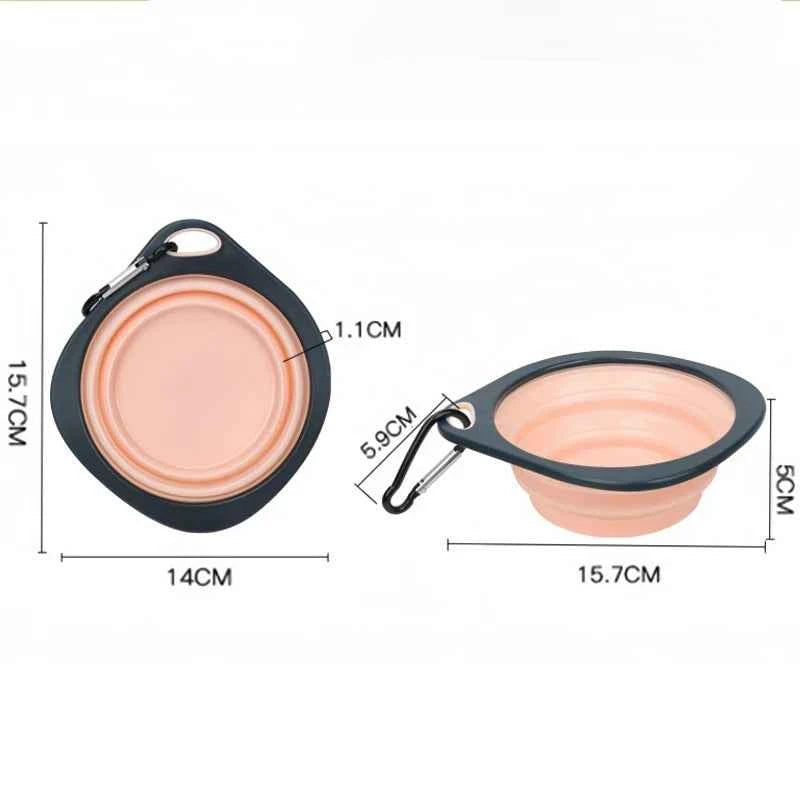 Portable Folding Pet Food Bowl Cat Dog Silicone Collapsible Feeder Bowl Travel Outdoor Puppy Water Container With Hook 320ml