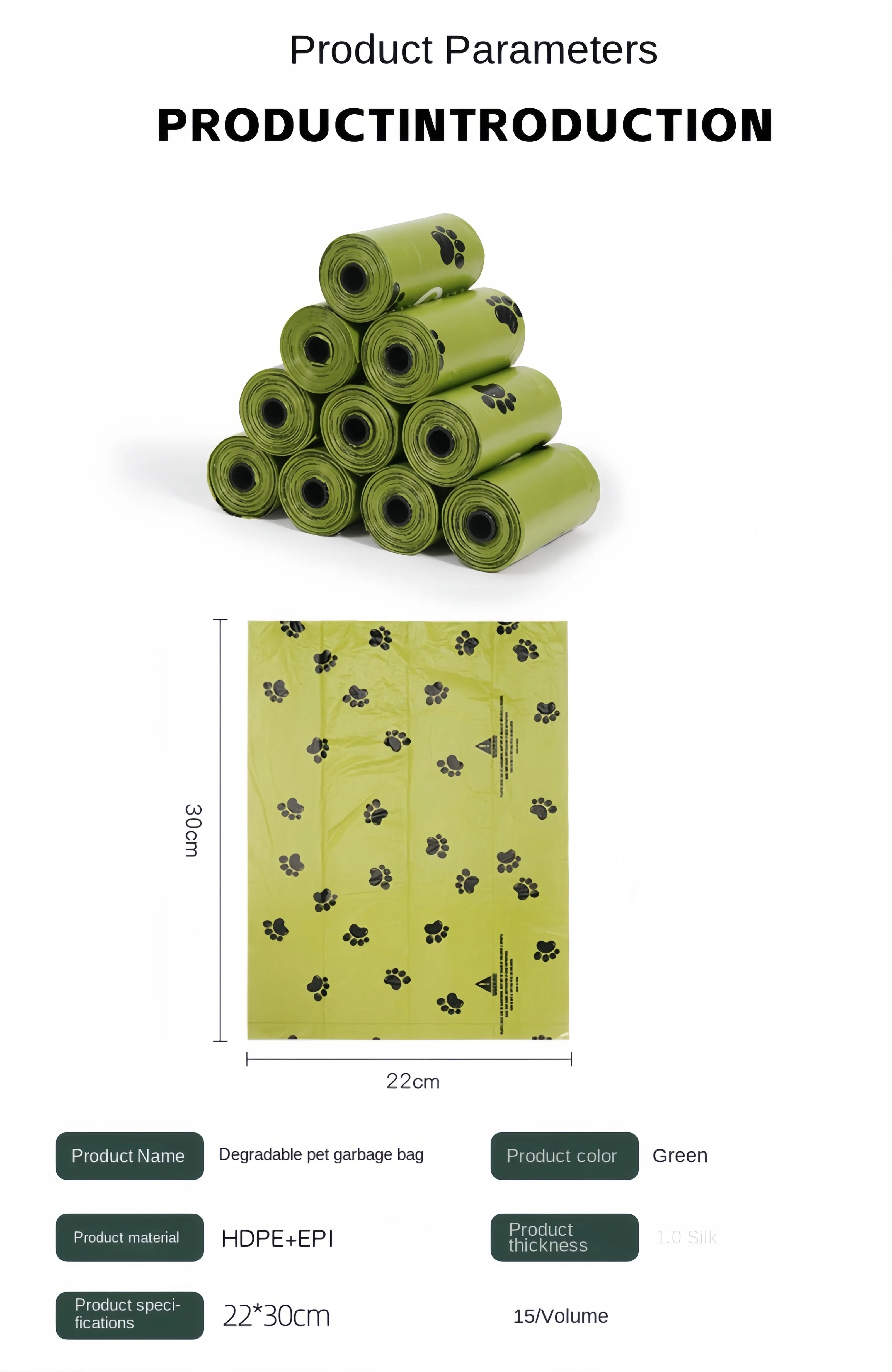 Dog Poop Bag Biodegradable Pet Dog Poop Bag Zero Waste Dog Pooper Bags Paw Doggy Litter Poop Bag Dog Poop Bag Dispenser