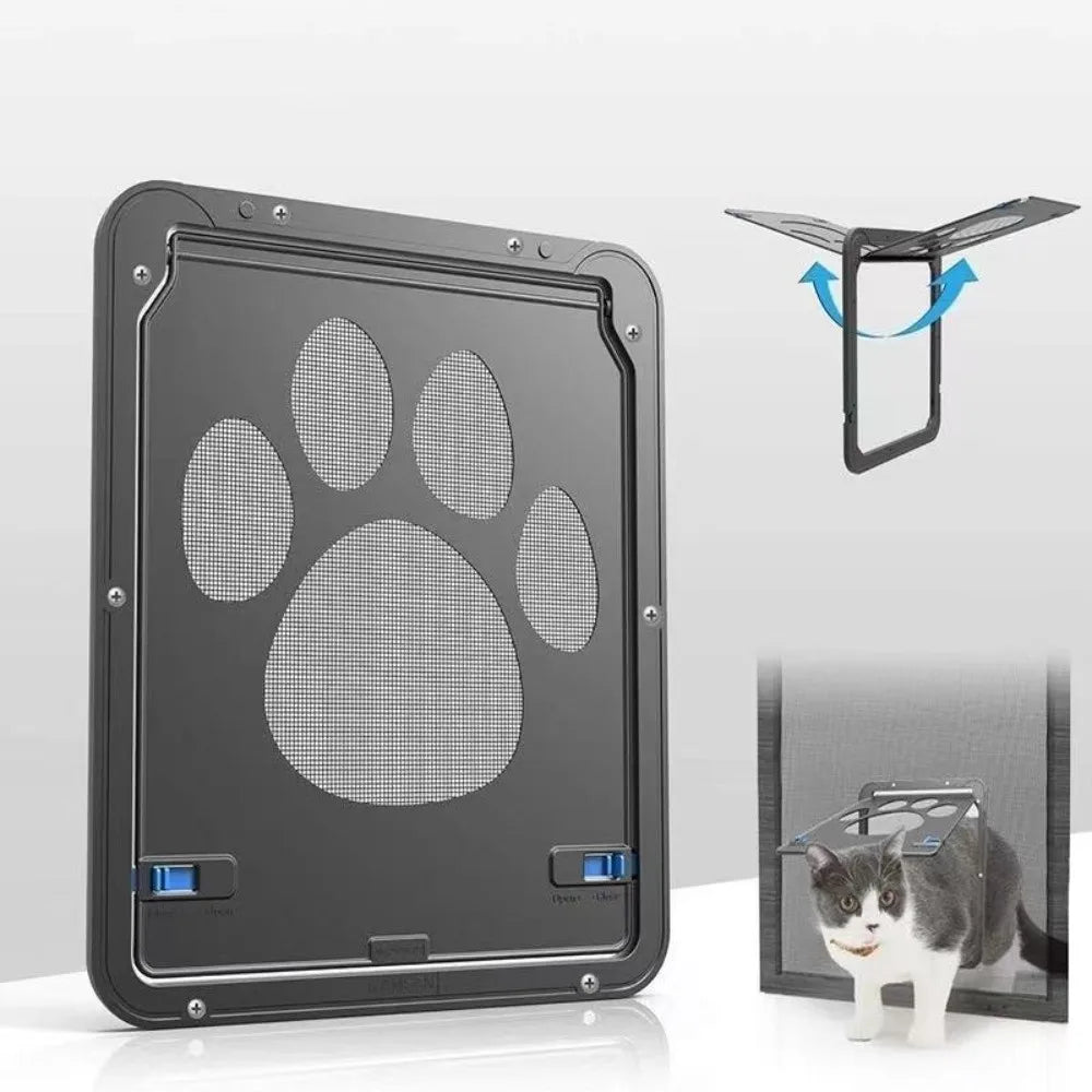 Plastic Pet Lockable Screen Door Magnetic Flap Automatic Lock Dog Flap Door Weatherproof Ventilation Self-Closing Pet Door - Play Paws Toys