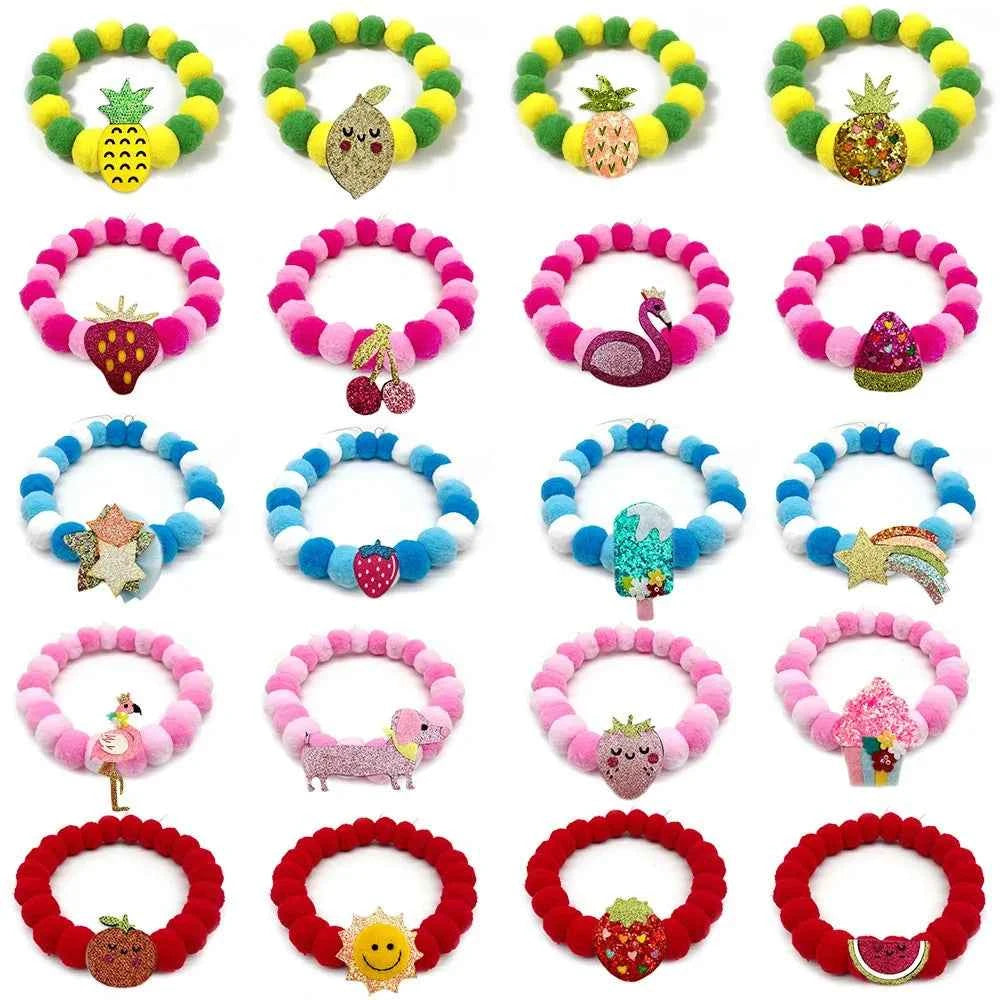 20pcs Fashion Pet Dog Bowtie Summer Fruit Style Hair Ball Necklace Collar Small Large Dog Bowtie Ties Dog Grooming Accessories