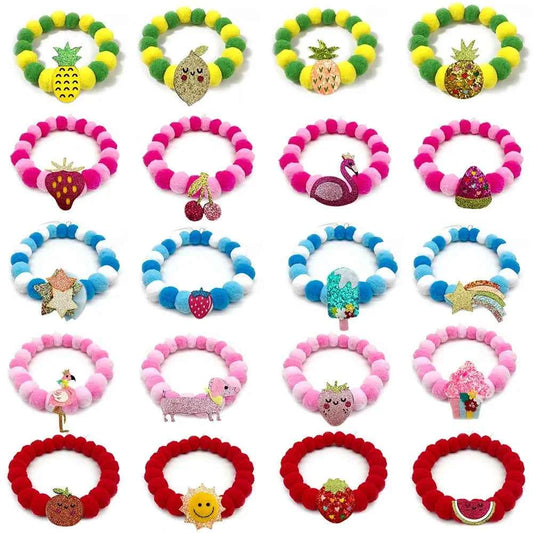 20pcs Fashion Pet Dog Bowtie Summer Fruit Style Hair Ball Necklace Collar Small Large Dog Bowtie Ties Dog Grooming Accessories