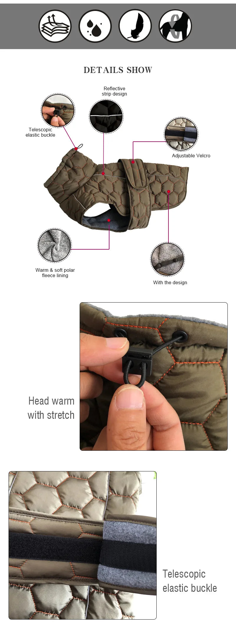 Warm Turtleneck Dog Clothes Winter Thick Reflective Snowsuit Coat Pet Jacket for Large Breed Whippet Greyhound Parka Clothing