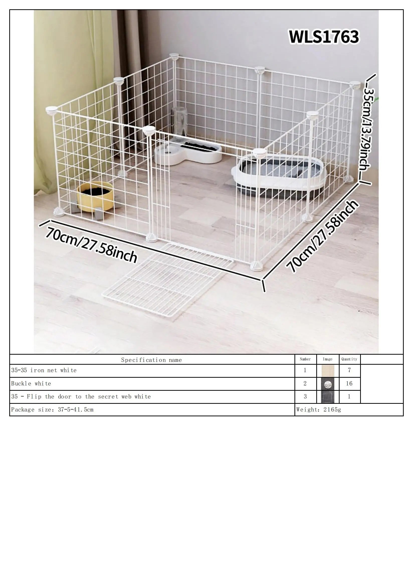 Pet Splicing Fence with Detachable Iron Mesh Gate, Isolation Barrier, Anti-Escape Gate, Indoor Fence, Easy to Assemble, Portable Cage - Play Paws Toys