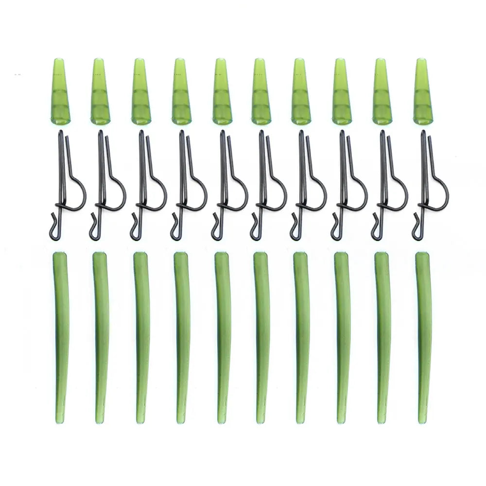 10 Set Carp Fishing Rig Tackle Set Anti Tangle Sleeve Quick Change Clips For Carp Coarse Hair Rig Making Accessories Tackle