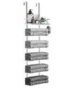 Hanging Towel Racks For Bathroom No Drill - 6-Tier Over The Door Bath Towel Storage Organizer For Small Bathrooms - Tiered Back