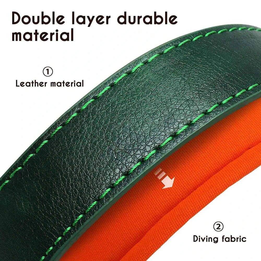 Customized PU Leather Nameplate Dog Collar Soft Padded Dogs Collars Free Engraving Name for Small Medium Large Dogs Adjustable