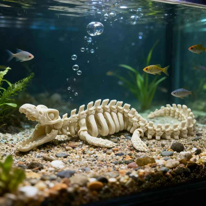 Aquatic Landscape Simulation Skull Dinosaur Skeleton Aquarium Decoration dinosaur Skeleton Resin Reptile Fish tank Decor 20/28cm