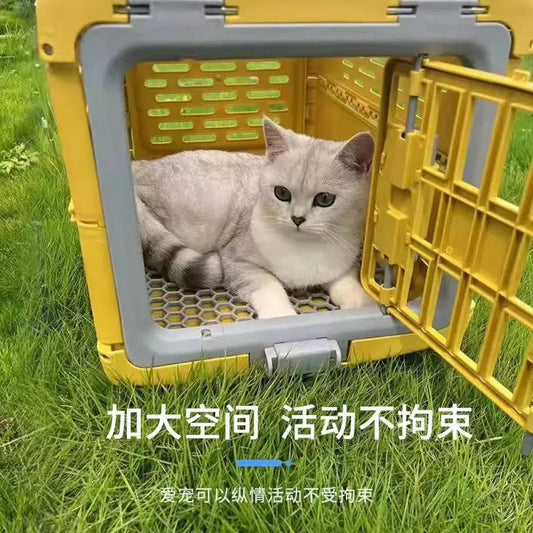 Pet Supplies Car Portable Cat Cage Portable Foldable Flight Case Breathable Kennel For Outing Pet Check-in Box - Play Paws Toys