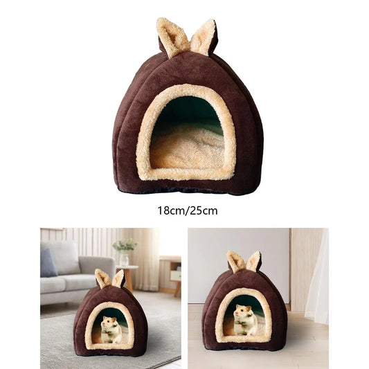 Small Animal Pet House Bed Bedding Cuddle Winter Nest Rabbit Cage Nest for - Play Paws Toys