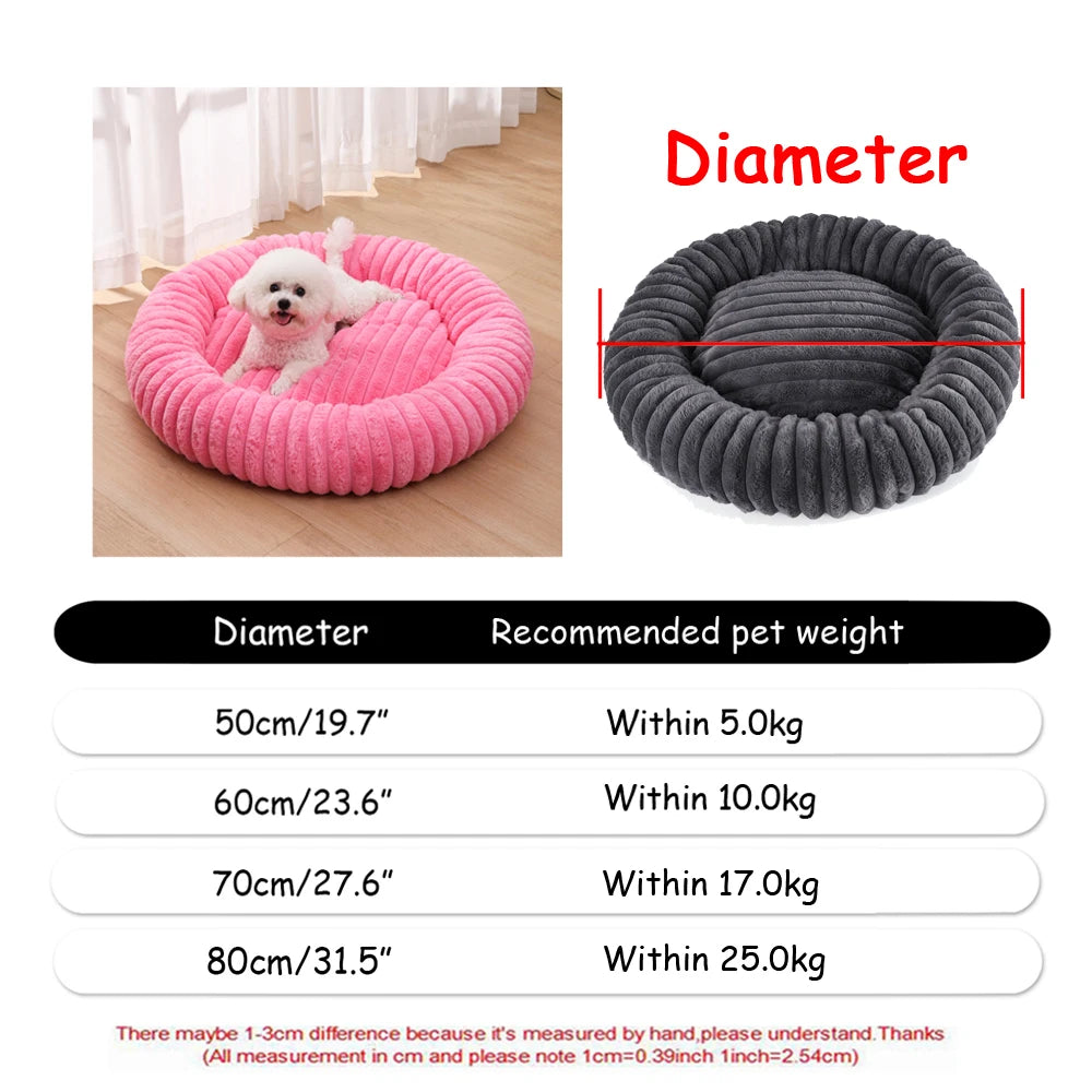 Round Large Dog Bed Winter Warm Plush Dog Bed for Medium Dog House Sleeping Dog Kennel Removable Small Cat Sofa Accessories