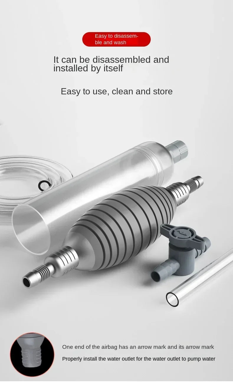 Siphon Pump with Filter Nozzle Fish Tank Water Changer Air Pump Cleaning Accessorie Handheld Aquarium Gravel Cleaner Vacuum Tool